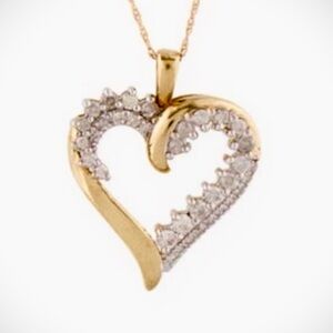 Diamond/Gold Heart Pendant Necklace